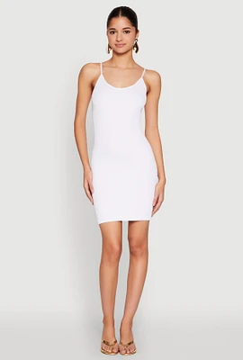 Womens Scoop Neck Cami Mini Dress, White, Size L-XL