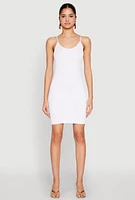Womens Scoop Neck Cami Mini Dress, White, Size L-XL