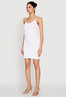 Womens Scoop Neck Cami Mini Dress, White, Size L-XL