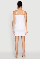 Womens Scoop Neck Cami Mini Dress, White, Size L-XL