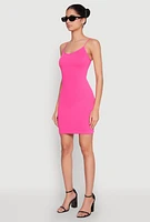 Womens Scoop Neck Cami Mini Dress, Pink, Size L-XL