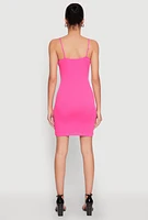 Womens Scoop Neck Cami Mini Dress, Pink, Size L-XL