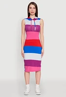 Womens Color Block Stripe Hooded Tank Dress, Multi,