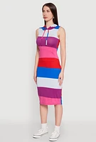 Womens Color Block Stripe Hooded Tank Dress, Multi,