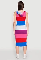 Womens Color Block Stripe Hooded Tank Dress, Multi,
