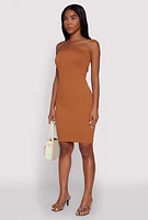 Womens Seamless Rib Knit Tube Midi Dress,