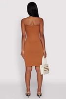 Womens Seamless Rib Knit Tube Midi Dress,