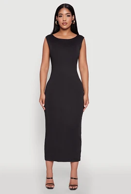 Womens Scoop Neck Open Back Maxi Dress,
