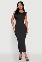 Womens Scoop Neck Open Back Maxi Dress,