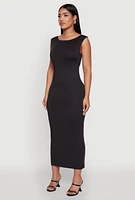 Womens Scoop Neck Open Back Maxi Dress,