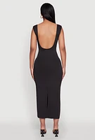 Womens Scoop Neck Open Back Maxi Dress,