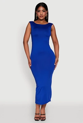 Womens Scoop Neck Open Back Maxi Dress,