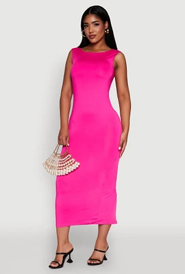 Womens Scoop Neck Open Back Maxi Dress,