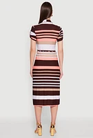 Womens Stylish Tie Waist Belted Tabbed Sleeve Shirt Dress, Multi, Size S