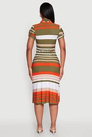 Womens Stylish Tie Waist Belted Tabbed Sleeve Shirt Dress, Multi, Size XL