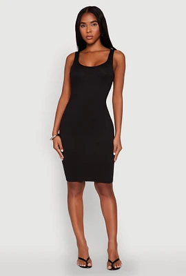 Womens Scoop Neck Midi Tank Dress,
