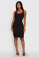 Womens Scoop Neck Midi Tank Dress, Black,