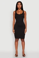 Womens Scoop Neck Midi Tank Dress, Black,