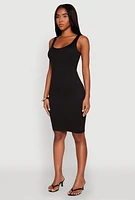 Womens Scoop Neck Midi Tank Dress, Black,