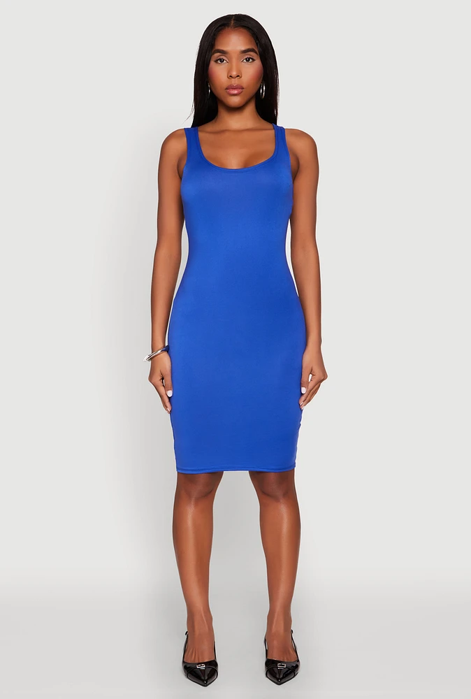 Womens Scoop Neck Midi Tank Dress,