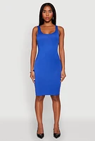 Womens Scoop Neck Midi Tank Dress,
