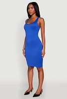 Womens Scoop Neck Midi Tank Dress,