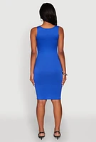Womens Scoop Neck Midi Tank Dress,