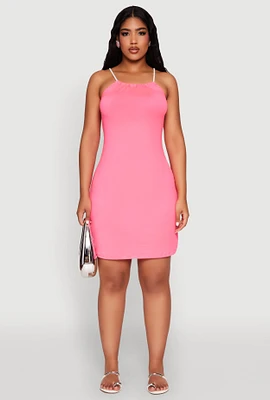 Womens Almost Famous Rope Strap Mini Dress, Pink, Size L