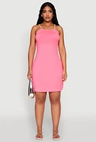 Womens Almost Famous Rope Strap Mini Dress, Pink, Size L