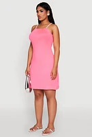 Womens Almost Famous Rope Strap Mini Dress, Pink, Size L