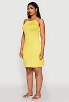 Womens Almost Famous Rope Halter Dress, Yellow, Size XL