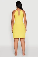 Womens Almost Famous Rope Halter Dress, Yellow, Size XL