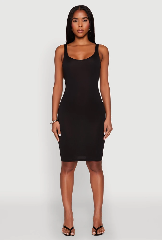 Womens Scoop Neck Tank Midi Dress,