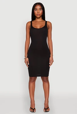 Womens Scoop Neck Tank Midi Dress,