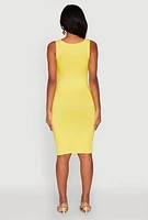 Womens Scoop Neck Tank Midi Dress, Yellow, Size L