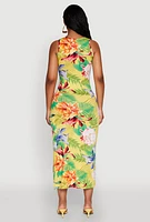 Womens Tropical Floral Print Tank Maxi Dress, Multi, Size L