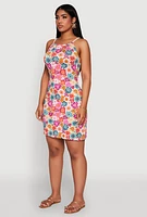 Womens Floral Print Rope Strap Mini Dress, Multi, Size S