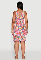 Womens Floral Print Rope Strap Mini Dress, Multi, Size S