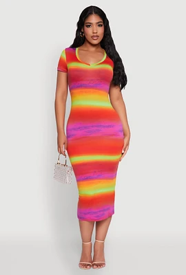 Womens Laser Cut Back T Shirt Dress, Multi, Size L
