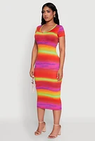 Womens Laser Cut Back T Shirt Dress, Multi, Size L