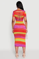 Womens Laser Cut Back T Shirt Dress, Multi, Size L