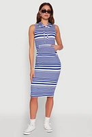 Womens Striped Hooded Tank Dress,