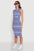 Womens Striped Hooded Tank Dress,