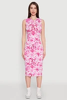 Womens Floral Print Hooded Tank Dress, Pink,