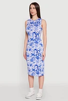 Womens Floral Print Hooded Tank Dress,