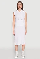 Womens Gauze Knit Hooded Tank Dress, White, Size M