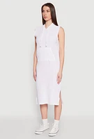 Womens Gauze Knit Hooded Tank Dress, White, Size M