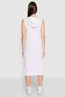 Womens Gauze Knit Hooded Tank Dress, White, Size M
