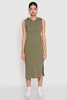 Womens Gauze Knit Hooded Tank Dress,