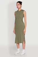 Womens Gauze Knit Hooded Tank Dress,